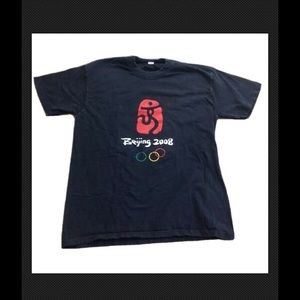 VINTAGE 2008 BEIJING BLACK OLYMPIC T SHIRT MENS L